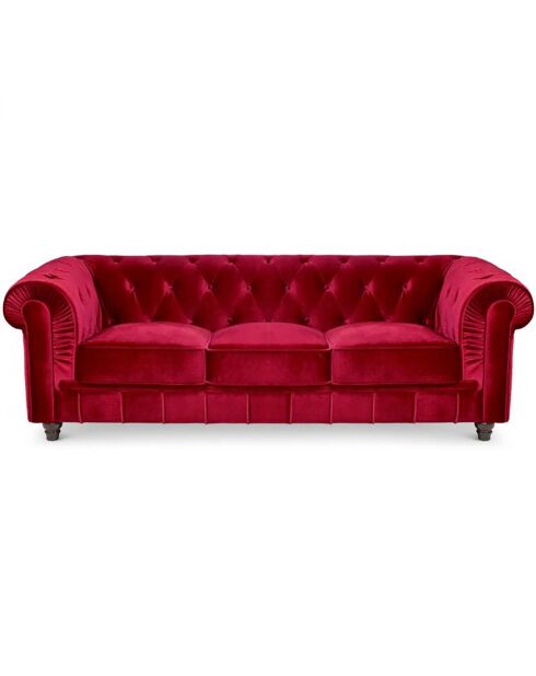 Grote 3-zitsbank Chesterfield rood fluweel - 209x82x72 cm