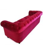 Grote 3-zitsbank Chesterfield rood fluweel - 209x82x72 cm