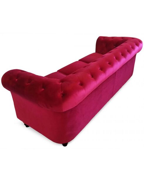 Grote 3-zitsbank Chesterfield rood fluweel - 209x82x72 cm