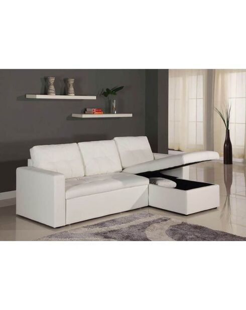 Canapé d'angle convertible Toledo blanc - 147x81x68 cm