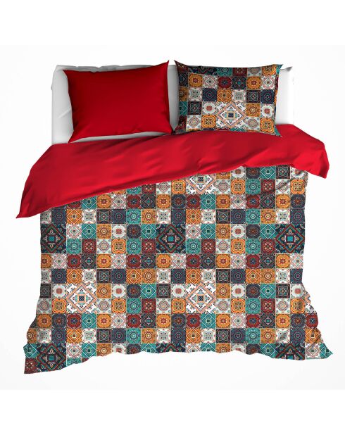 Parure housse de couette Ankara rouge dahlia