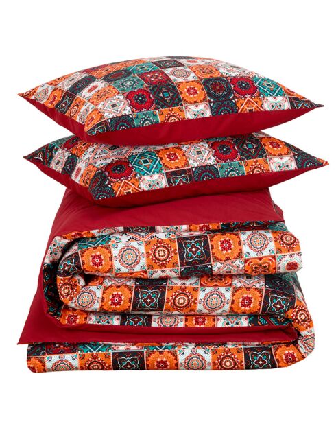 Parure housse de couette Ankara rouge dahlia