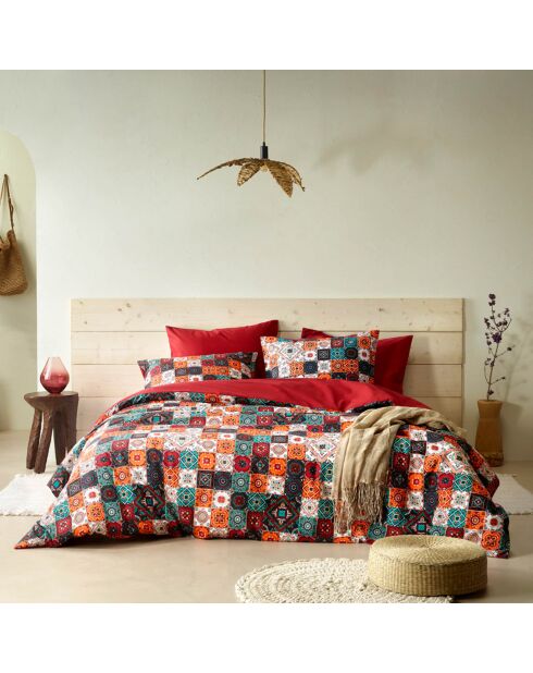 Parure housse de couette Ankara rouge dahlia