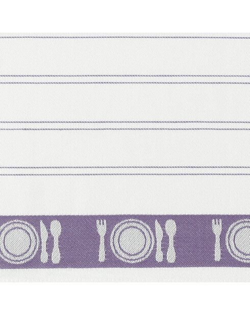 3 Torchons à vaisselle Bml blanc/violet - 65x65 cm