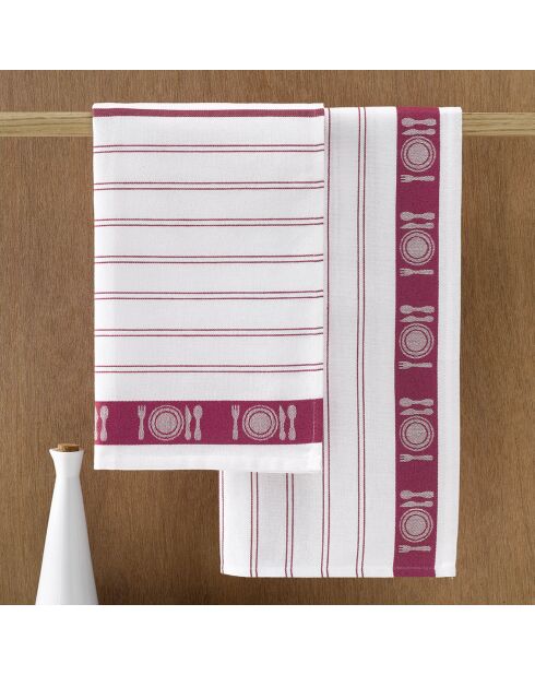 3 Torchons à vaisselle Bml blanc/rose - 65x65 cm