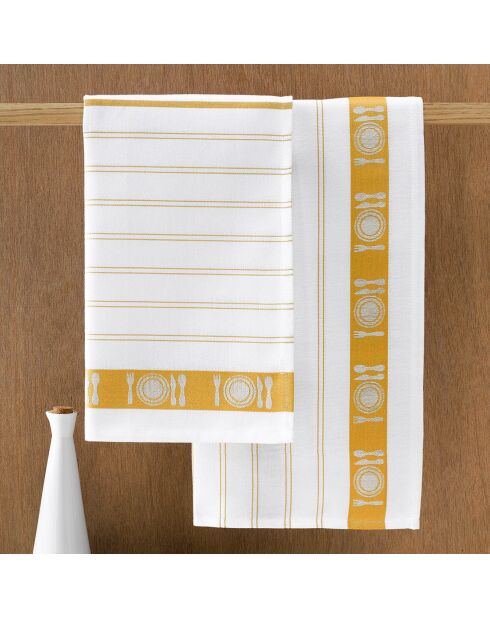 3 Torchons à vaisselle Bml blanc/orange - 65x65 cm