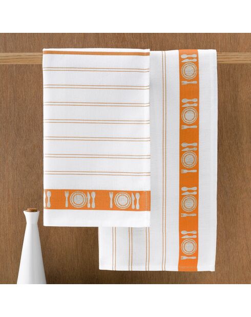 3 Torchons à vaisselle Bml blanc/orange - 65x65 cm