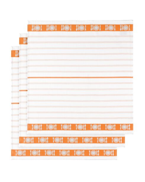 3 Torchons à vaisselle Bml blanc/orange - 65x65 cm