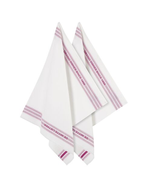 2 Torchons à vaisselle Dish blanc/rose - 65x70 cm