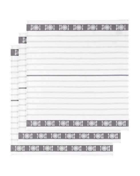 3 strofinacci Bml bianco/grigio - 65x65 cm