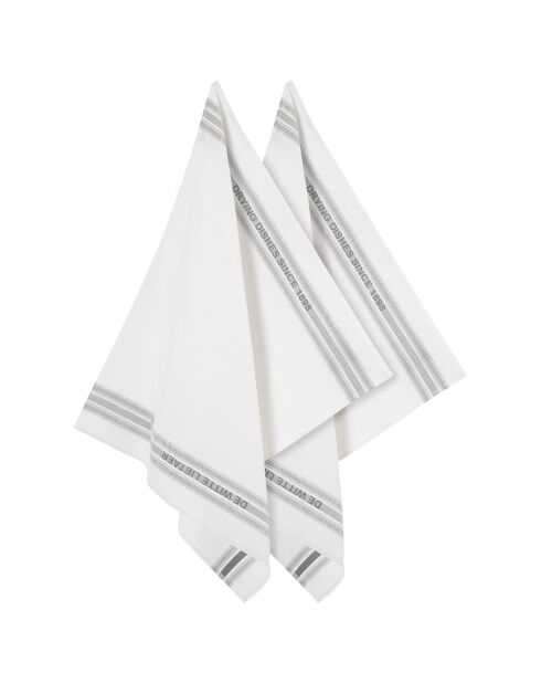 2 Torchons à vaisselle Dish  blanc/gris - 65x70 cm