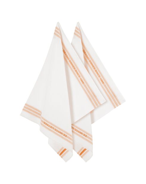 2 Torchons à vaisselle Dish blanc/orange - 65x70 cm