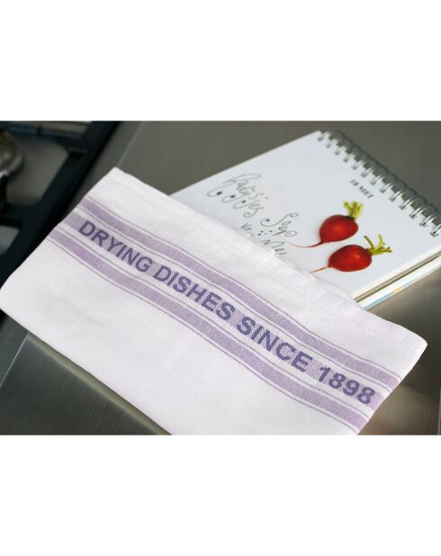 2 strofinacci bianco/lilla - 65x70 cm