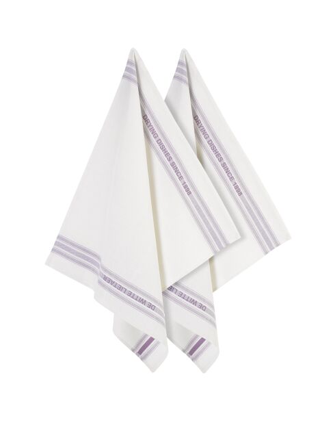 2 Torchons à vaisselle Dish blanc/lilas  - 65x70 cm