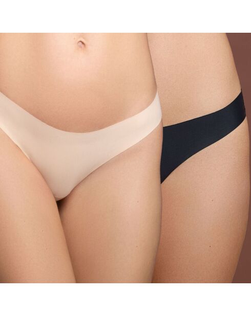 2 Culottes brésiliennes beige/noir