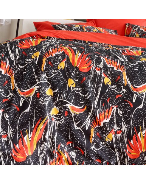 Parure housse de couette percale de coton Perrot rouge