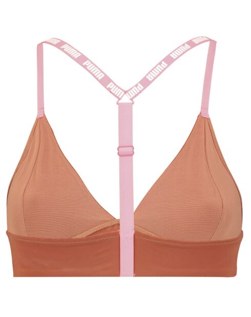 Brassière triangle ocre/rose