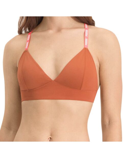 Brassière triangle ocre/rose