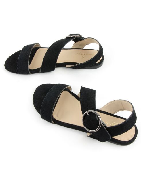 Sandales en Velours de Cuir Sandia noires
