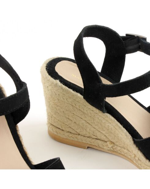 Sandrine Keilsandalen aus schwarzem Samt aus Veloursleder - 7,5 cm Absatz