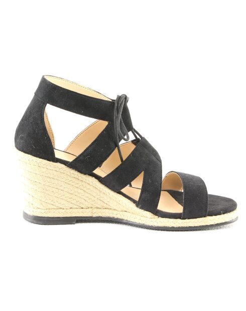 Sephora Keilsandalen aus schwarzem Samtleder - 7,5 cm Absatz