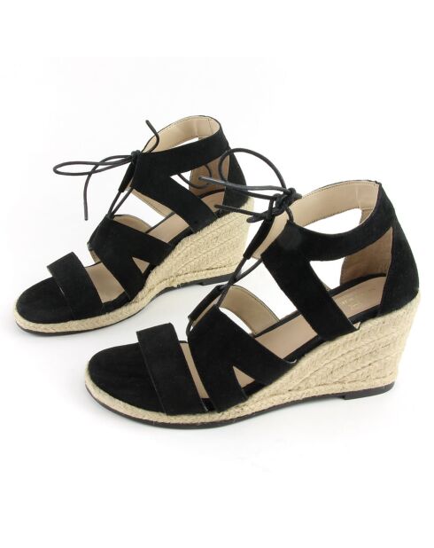 Sephora Keilsandalen aus schwarzem Samtleder - 7,5 cm Absatz