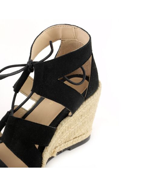 Sephora Keilsandalen aus schwarzem Samtleder - 7,5 cm Absatz