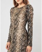 Robe longue Python à sequins bronze