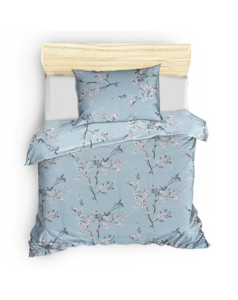 Parure housse de couette  Chicorée bleu/blanc