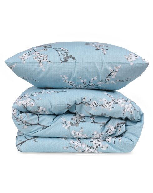Parure housse de couette  Chicorée bleu/blanc