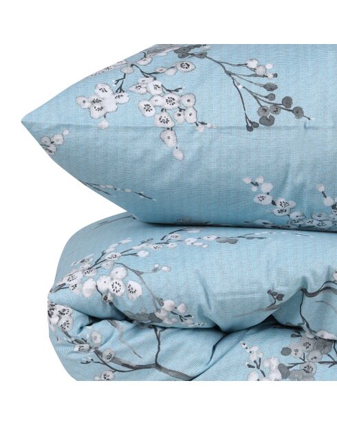 Parure housse de couette  Chicorée bleu/blanc