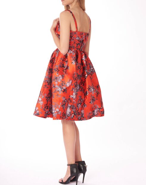 Robe Scarlett imprimée rouge/multicolore