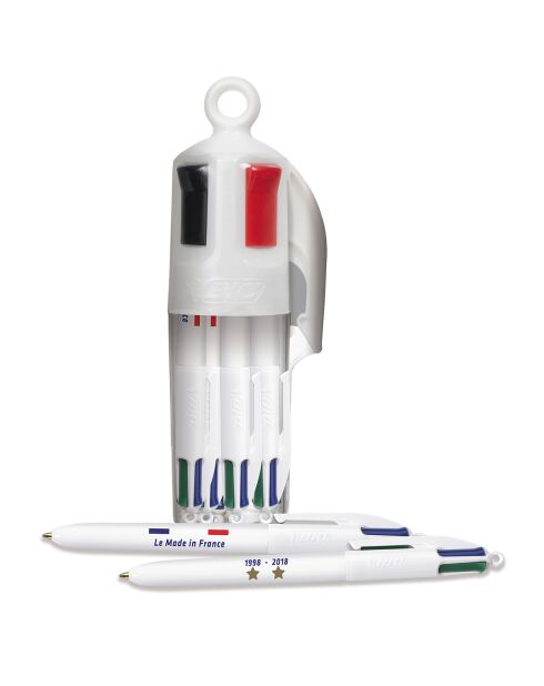 6 Stylos-bille 4 couleurs Coupe du Monde blancs