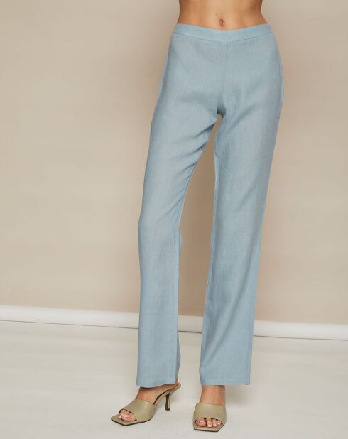 Pantalon        100% Lin Polka bleu