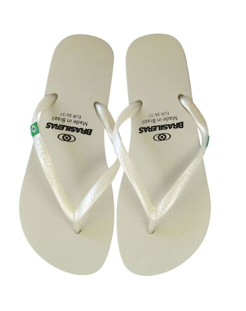 Klassieke teenslippers in parelwit