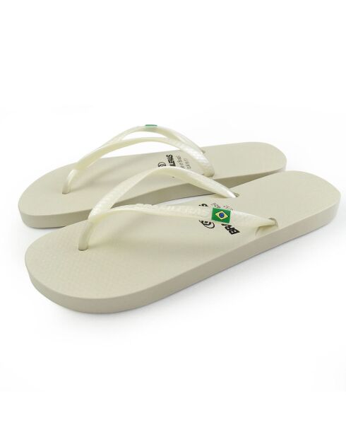 Klassieke teenslippers in parelwit