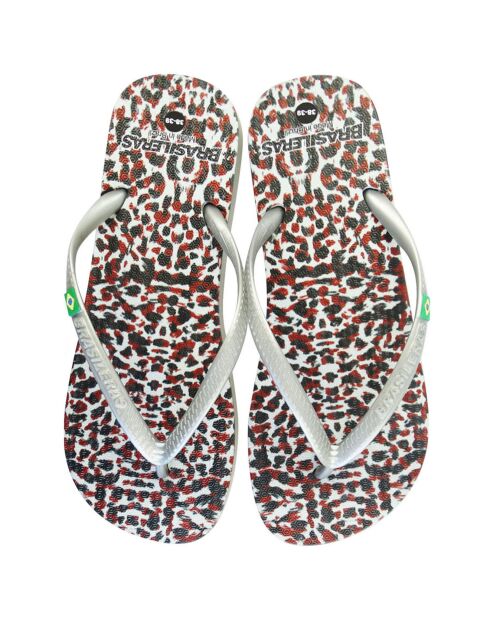 Skin zilver/veelkleurige teenslippers