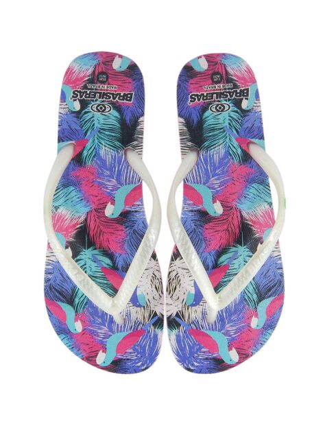 Wit/veelkleurige Guayabo-teenslippers