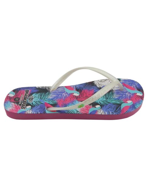 Wit/veelkleurige Guayabo-teenslippers