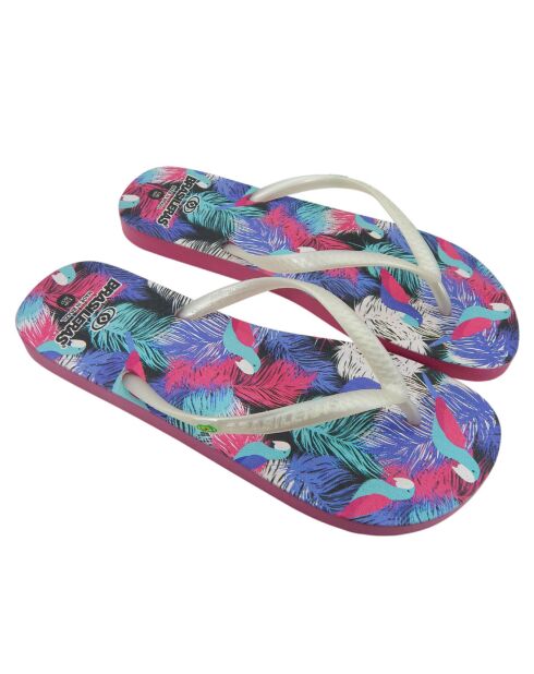 Wit/veelkleurige Guayabo-teenslippers