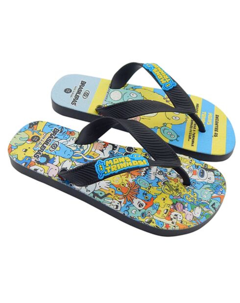 Schwarz/Mehrfarbige Monster Flip Flops