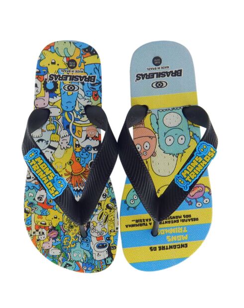 Schwarz/Mehrfarbige Monster Flip Flops