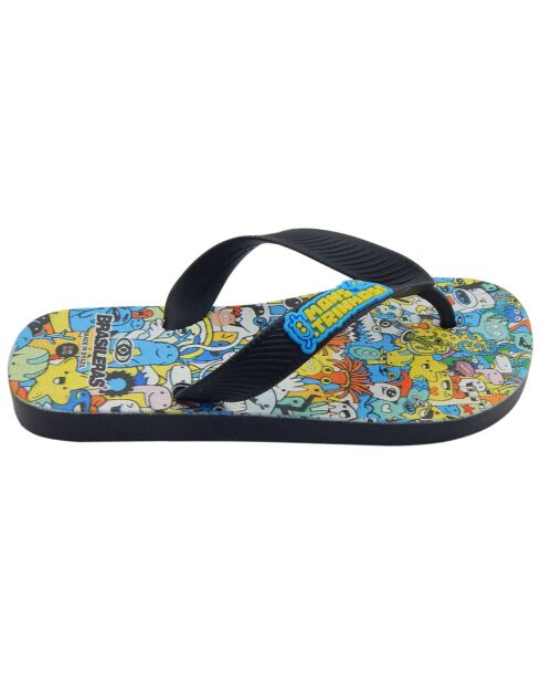 Schwarz/Mehrfarbige Monster Flip Flops