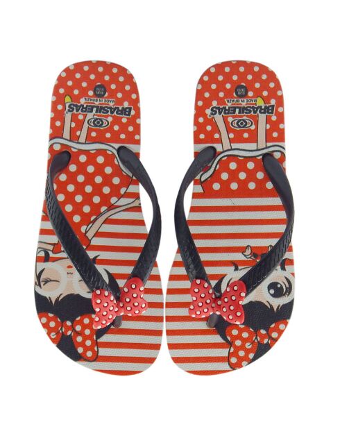 Zwart/rode teenslippers met pin-up