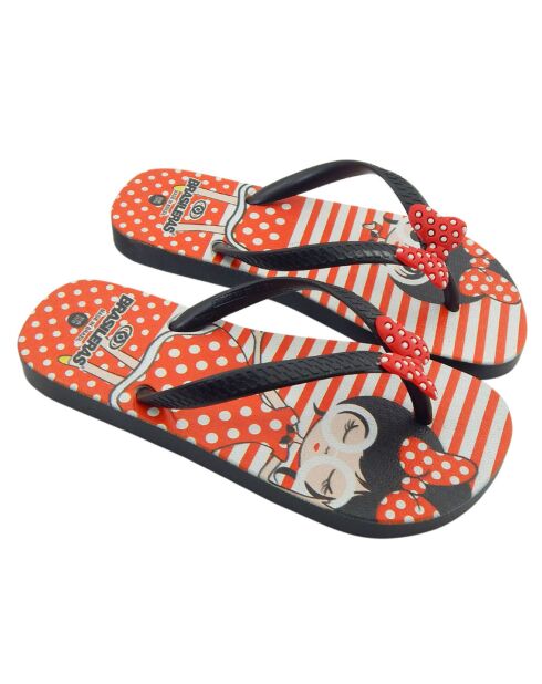 Zwart/rode teenslippers met pin-up