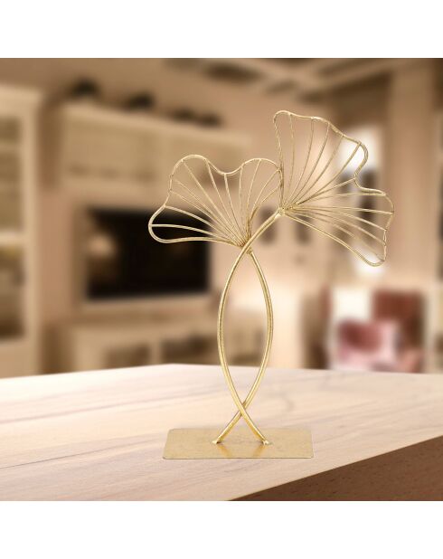 Sculpture Feuille Glam dorée - 35x25x8.5 cm