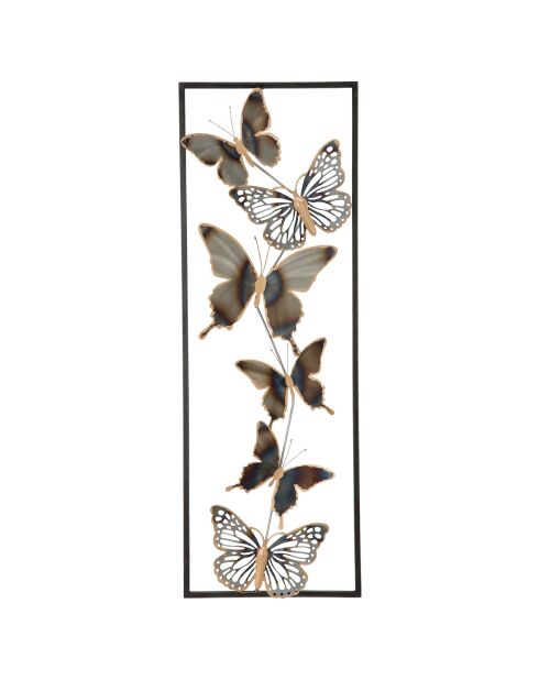 Décoration murale Papillon noir/argenté - 90x31x2.5 cm