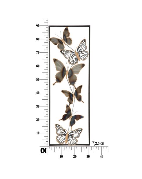 Décoration murale Papillon noir/argenté - 90x31x2.5 cm