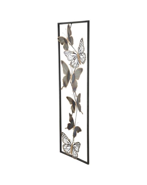 Décoration murale Papillon noir/argenté - 90x31x2.5 cm