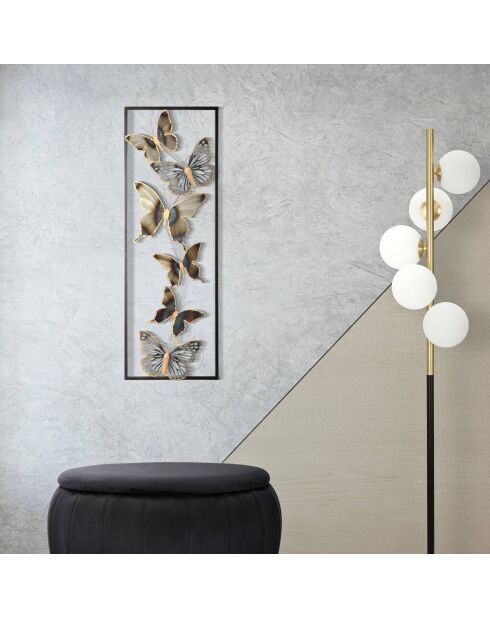 Décoration murale Papillon noir/argenté - 90x31x2.5 cm